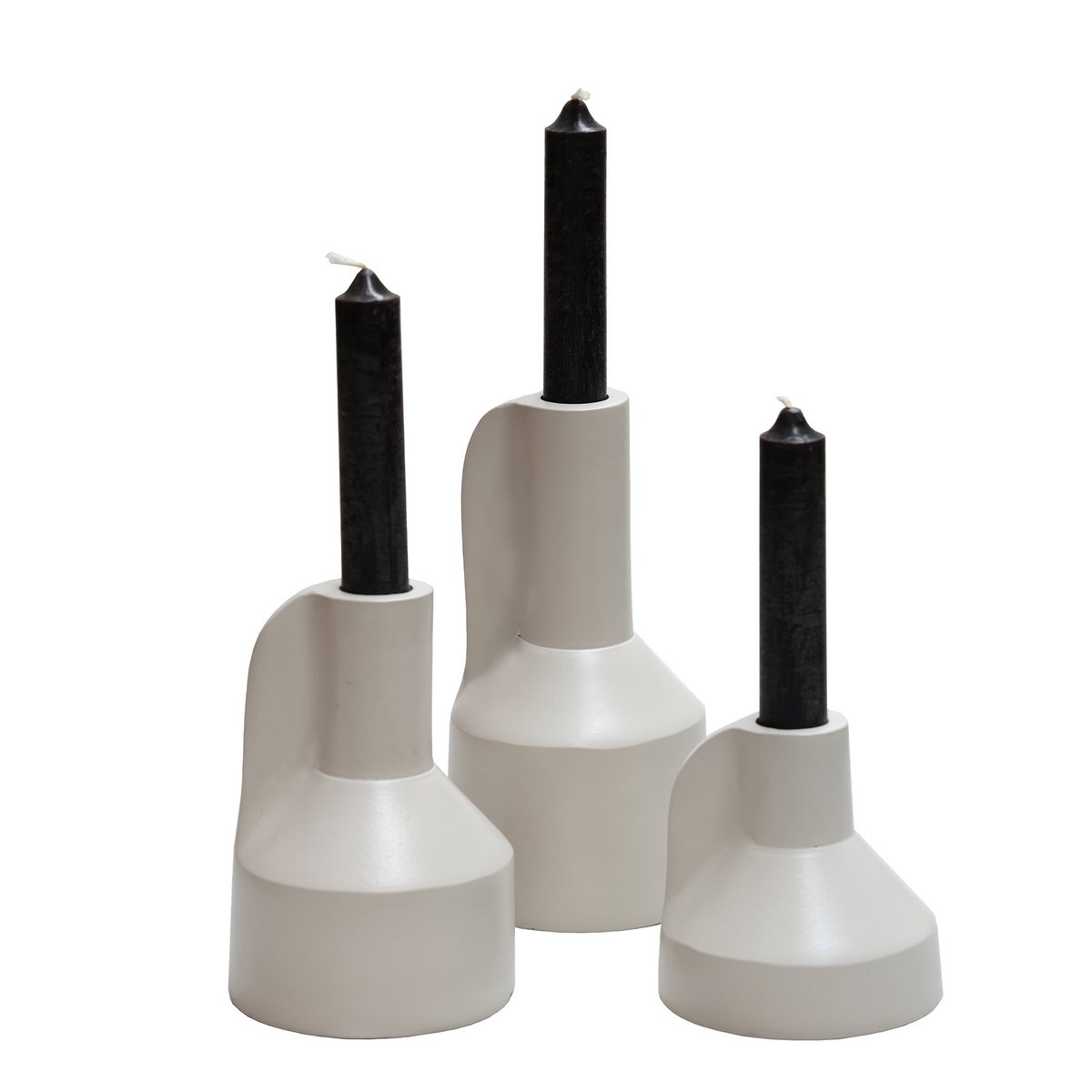 Kandelaar - Alota Ivoor Ø9 x H17/13/9 cm - Set van 3