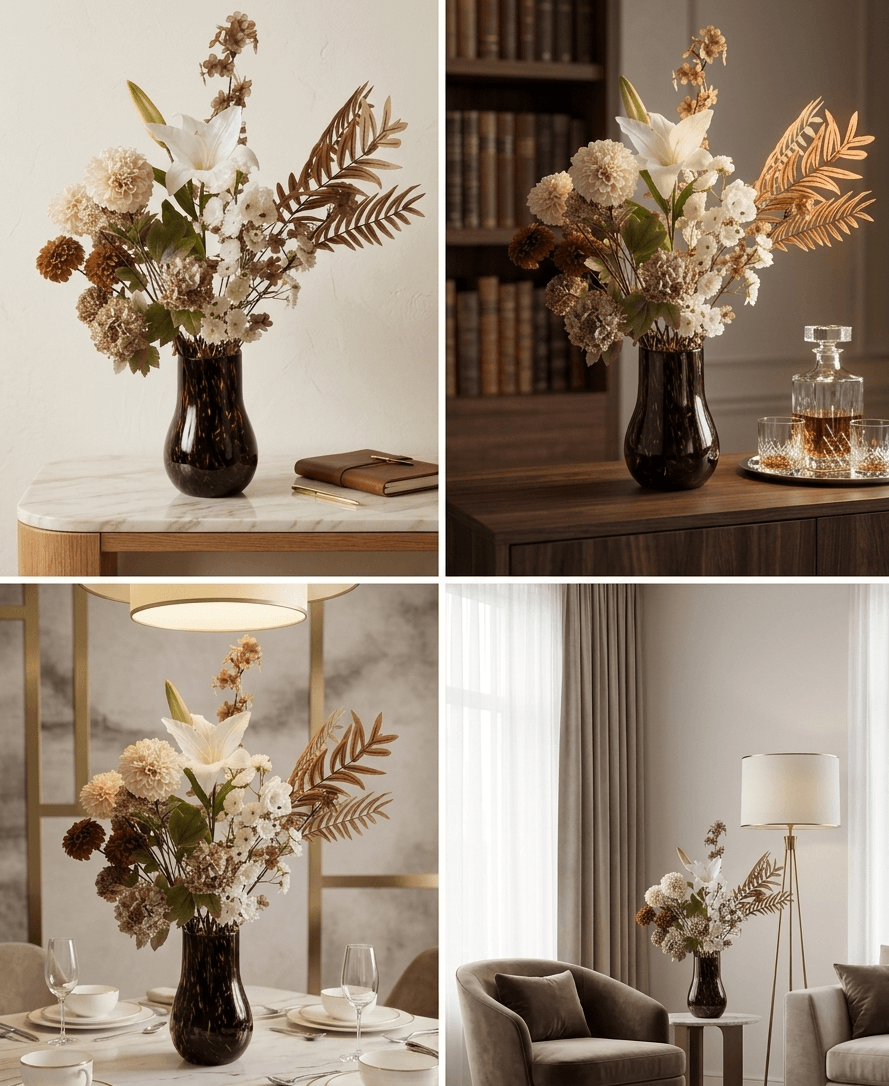 Kaia – Premium Zijden Bloemen Boeket met Witte Lelie & Dahlia's