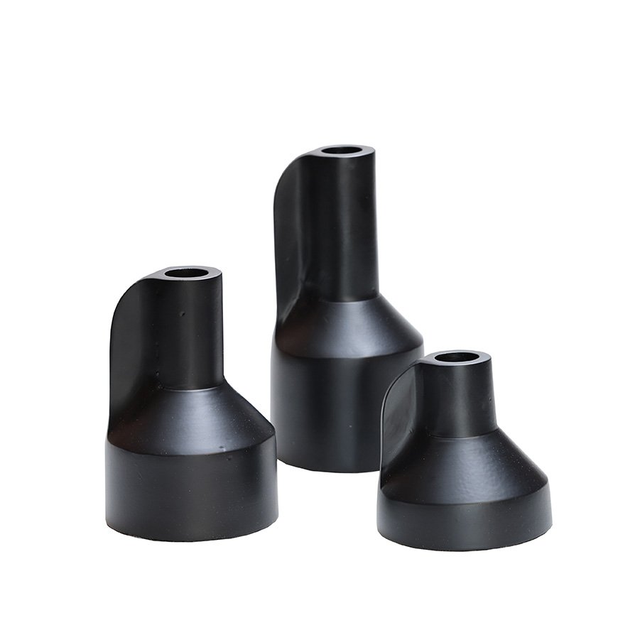 Candle holder - Alota Black Ø9 x H17/13/9 cm - Set of 3