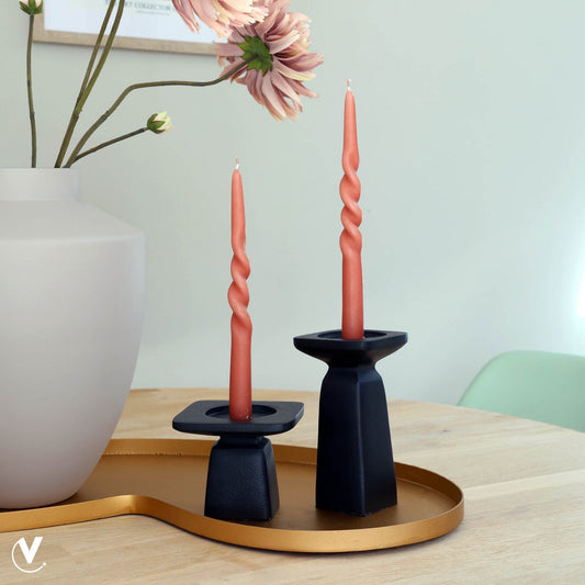 Kaarsen- en theelichthouder - Calama zwart