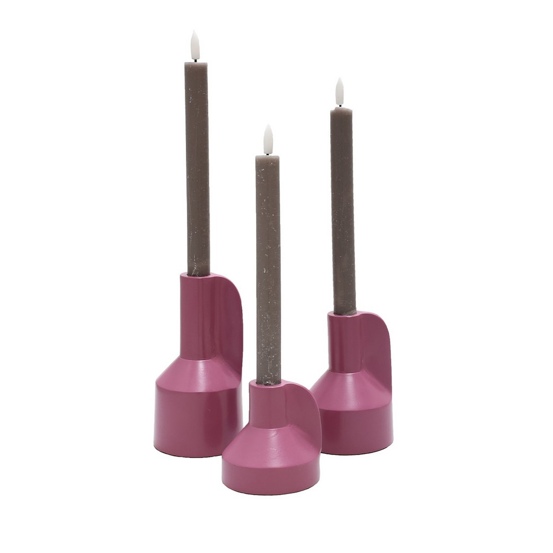 Candle holder- alota mauve Ø9 x h17/13/9 cm - set van 3