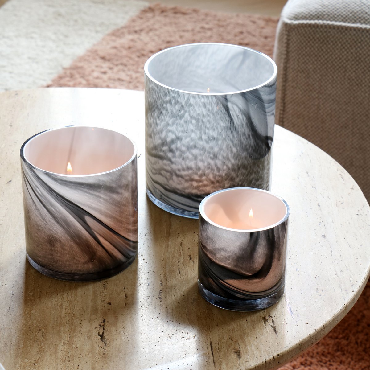 Theelichthouder - Keltisch marmer (set van 2 stuks)