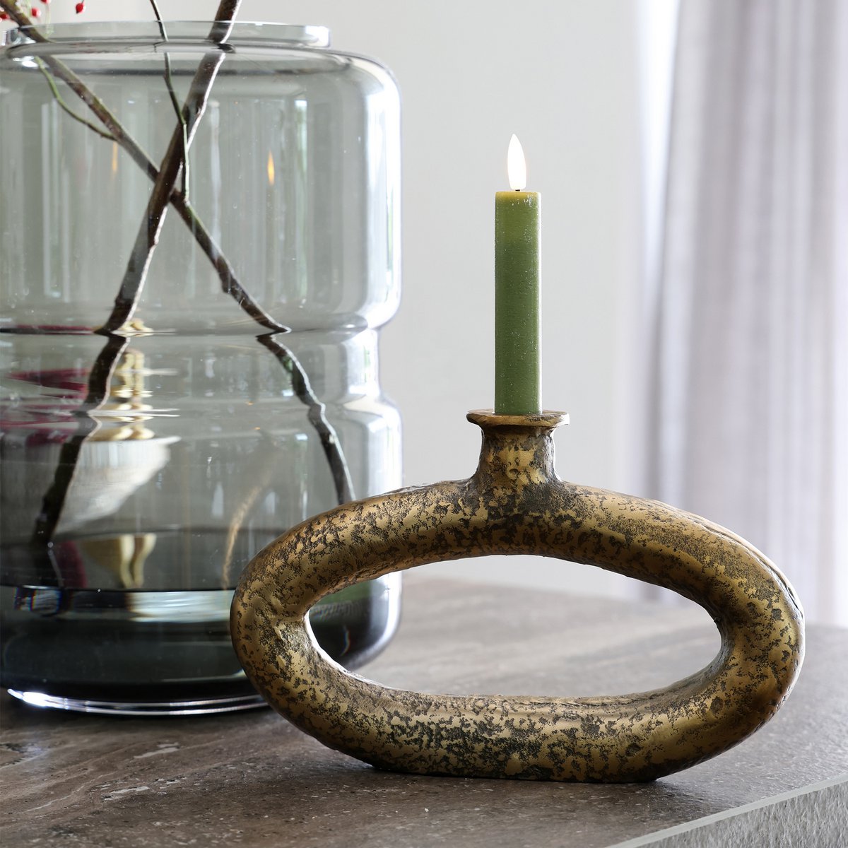 Kandelaar - Rocha Verouderd Messing