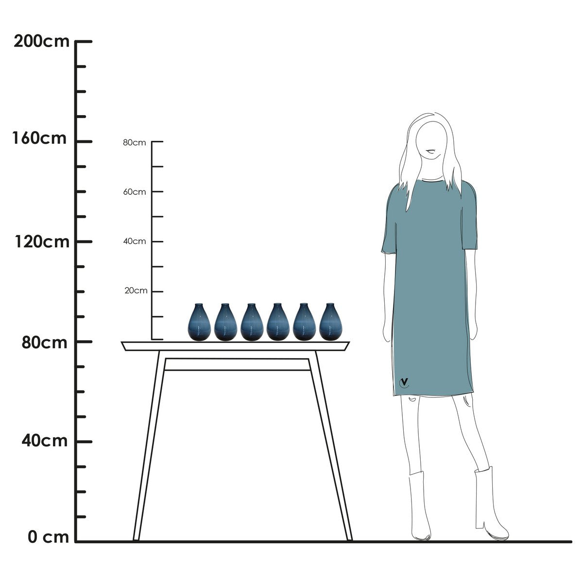 Vase - Rupel Blue (set of 6 pieces)