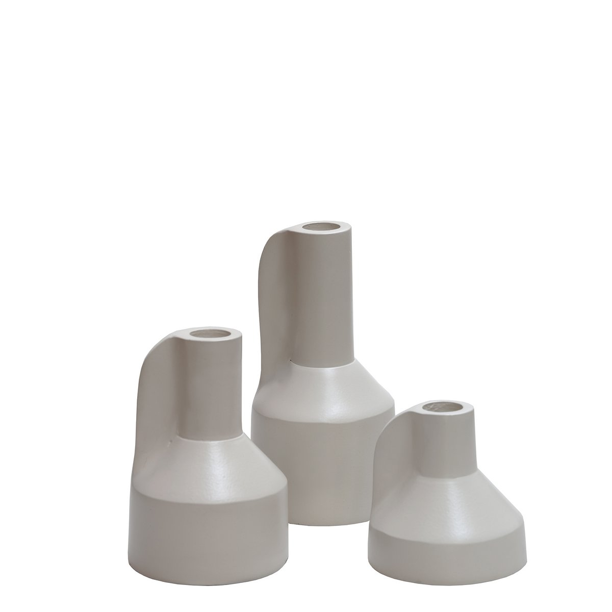 Candle holder - Alota Ivory Ø9 x H17/13/9 cm - Set of 3