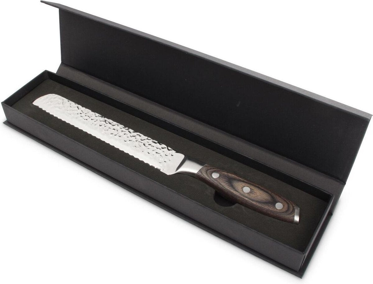 S|P Collection Chop Broodmes – Gehamerd Roestvrij Staal met Pakka Houten Handvat
