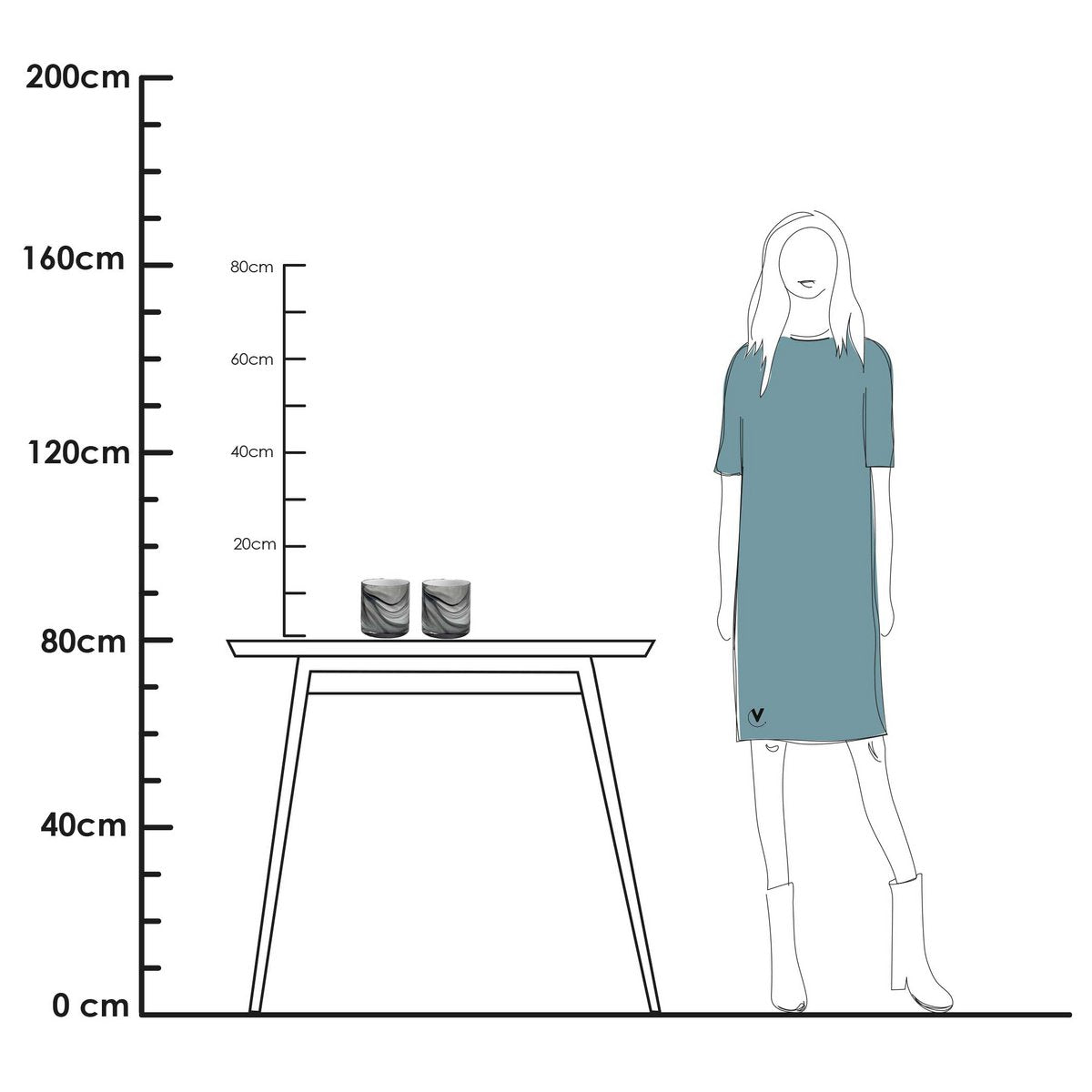 Theelichthouder - Keltisch marmer (set van 2 stuks)